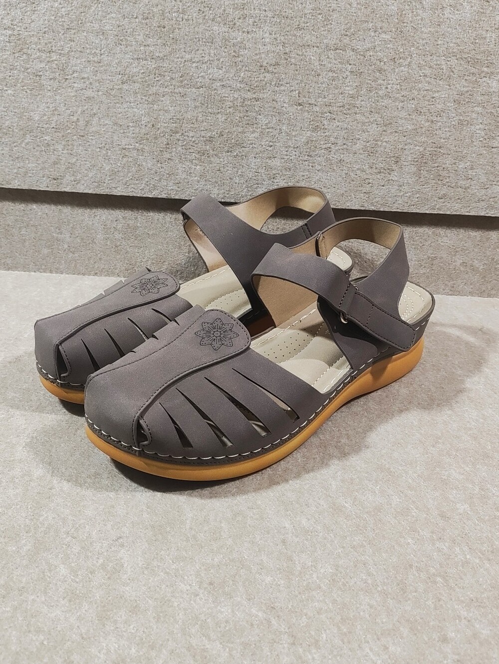 Bohemian Women's Taupe Slingback Closed Toe Flat Sandals